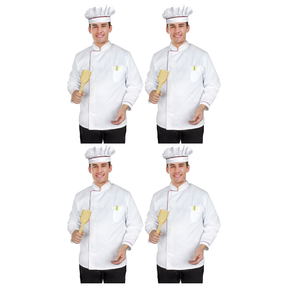 4x Adult Chef Costume Bulk Pack - Cook Apron & Hat (Halloween & Fancy Dress)