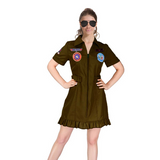 Womens Air Force Fighter Pilot Costume - Top Gun/Army (Halloween & Fancy Dress)