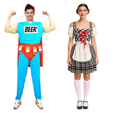 Duff Man & Beer Girl Couples Costume Set - His & Hers Oktoberfest Halloween Fancy Dress