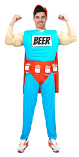 Adult Duff Man Costume - Beer Muscle Suit (Oktoberfest Halloween & Fancy Dress)