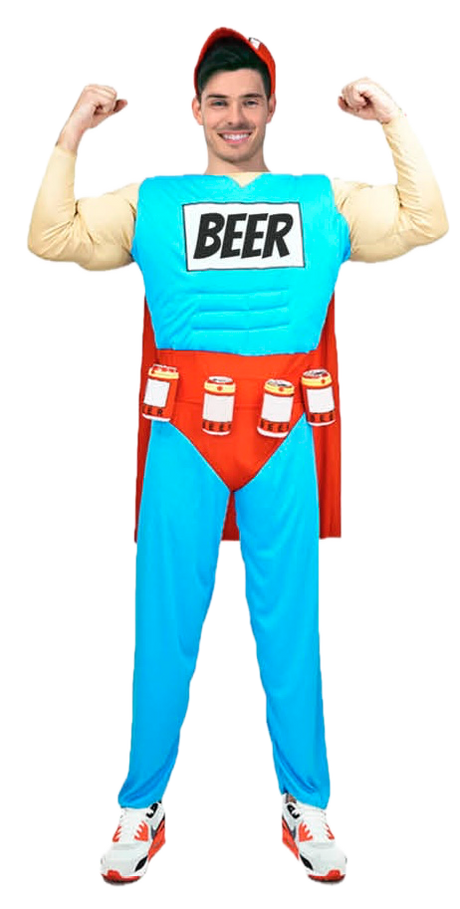Adult Duff Man Costume - Beer Muscle Suit (Oktoberfest Halloween & Fancy Dress)