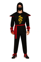 Adult Ninja Man Japanese Warrior Halloween Costume Cosplay Outfit in Black