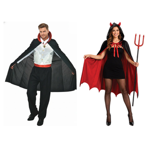 Vampire Couples Costume Set - His & Hers Dracula & Devil Cape Halloween Fancy Dress