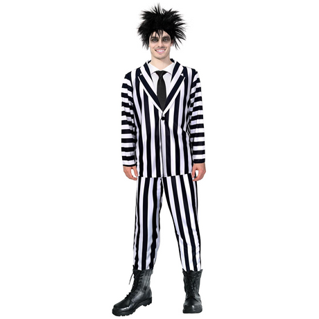 Adult Beetlejuice Exorcist Stripe Suit Halloween Mens Costume - Heights 175-185cm