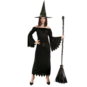 Adult Elegant Wicked Witch Costume Halloween Party Gothic Vampire - Black