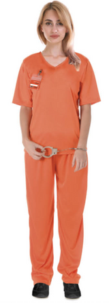 Adult Womens Orange Prisoner Costume - Convict Jail Hens Night (Halloween & Fancy Dress)