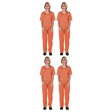 4x Adult Womens Orange Prisoner Costume Bulk Pack - Convict Jail Hens Night (Halloween & Fancy Dress)