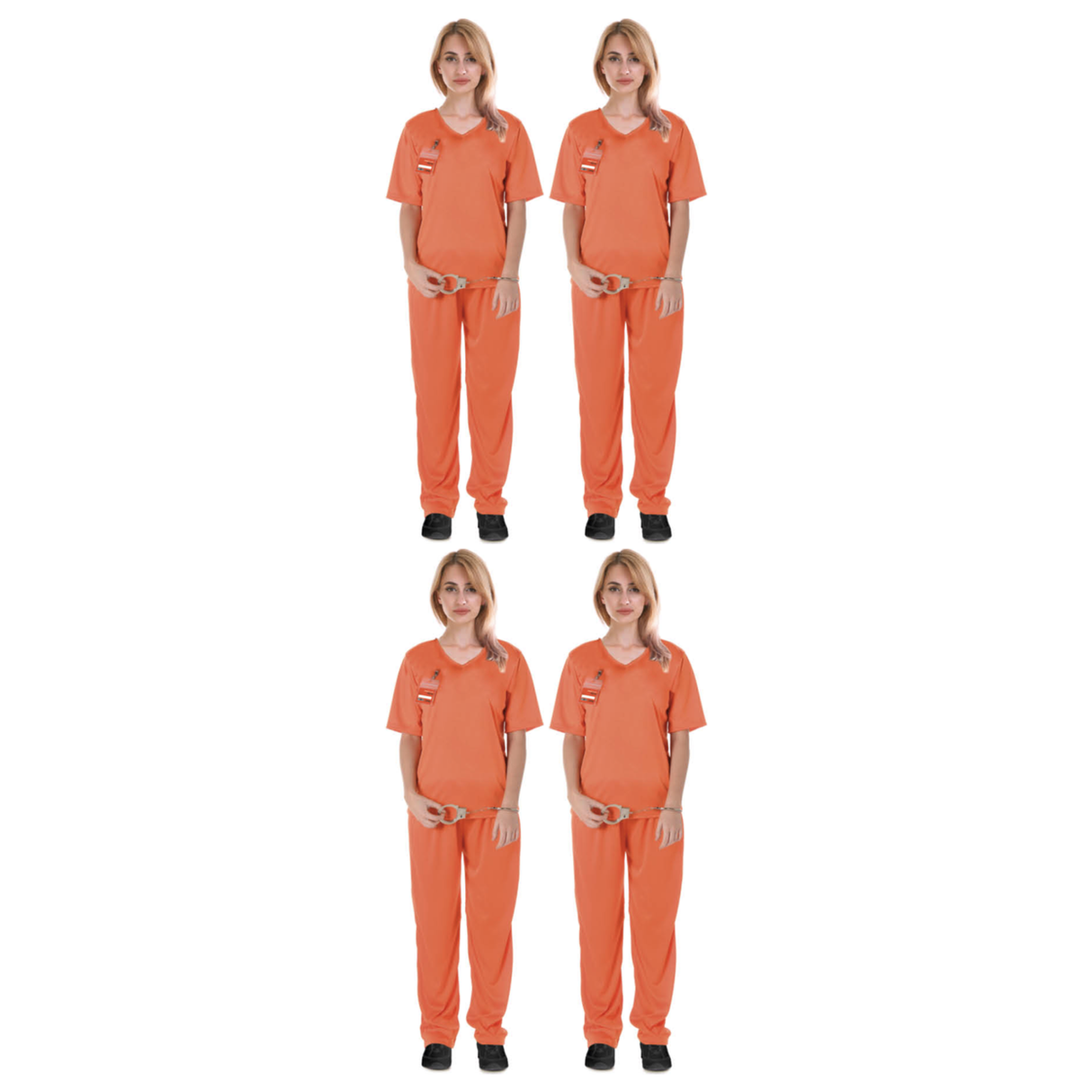4x Adult Womens Orange Prisoner Costume Bulk Pack - Convict Jail Hens Night (Halloween & Fancy Dress)