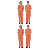 4x Adult Womens Orange Prisoner Costume Bulk Pack - Convict Jail Hens Night (Halloween & Fancy Dress)