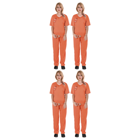 4x Adult Womens Orange Prisoner Costume Bulk Pack - Convict Jail Hens Night (Halloween & Fancy Dress)