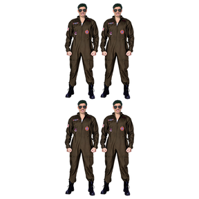 4x Adult Air Force Fighter Pilot Costume Bulk Pack - Top Gun/Army (Group Costume for Halloween & Fancy Dress)