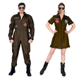 His & Hers Top Gun Fighter Pilot Couples Costume Set - Air Force (Halloween & Fancy Dress)
