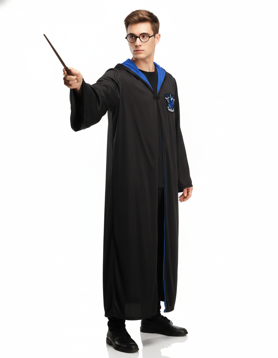 Adult Blue Wizard Robe Costume - Cape & Cloak (Halloween & Fancy Dress)