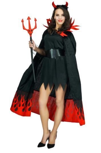 Adult Devil/Demon Costume - Cape & Horns (Halloween & Fancy Dress)