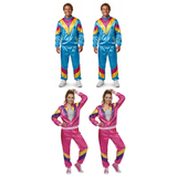 80s Group Costume Set - 2x Blue + 2x Pink Shell Suit Tracksuits (Halloween & Fancy Dress)