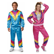 His & Hers 80s Shell Suit Tracksuit Couples Costume Set - Retro Neon Halloween Fancy Dress