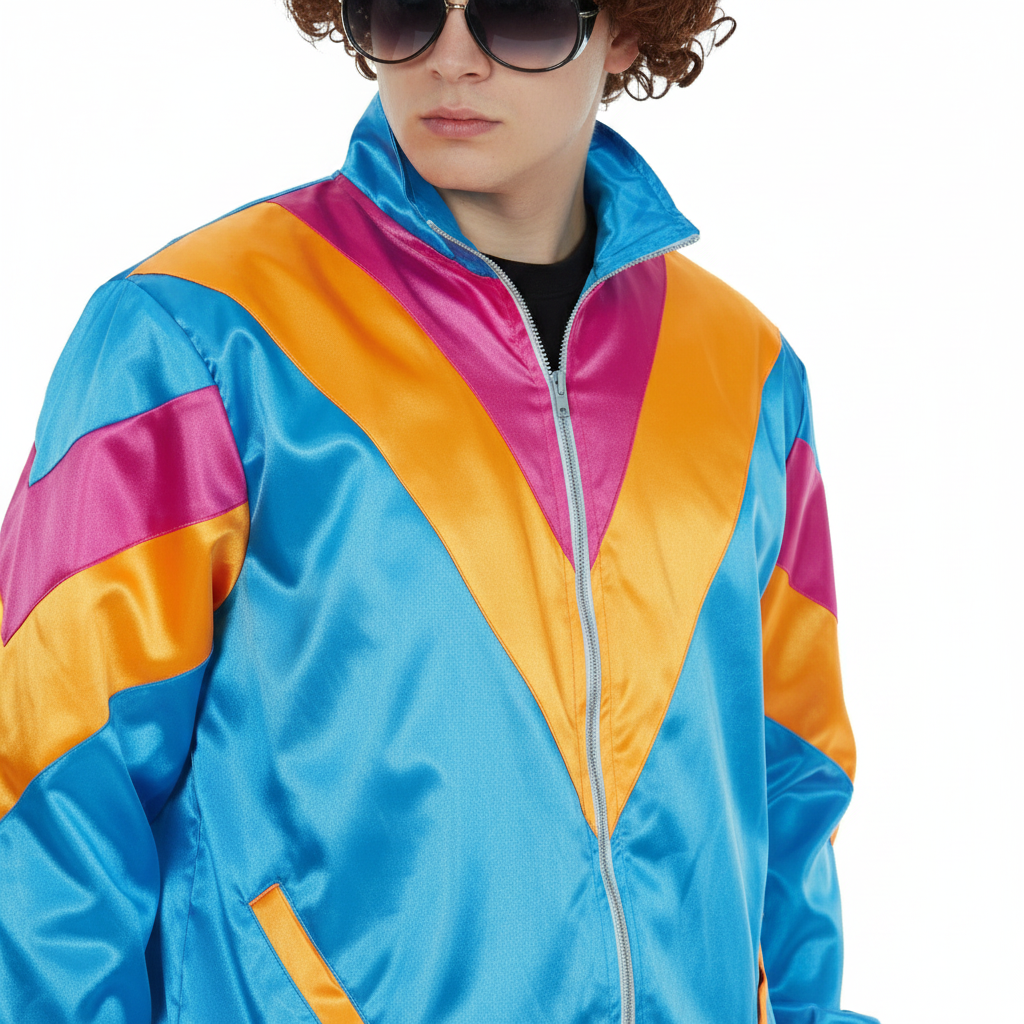 Adult 80s Tracksuit Costume - Blue Retro Neon Shell Suit (Halloween & Fancy Dress)