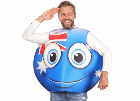 Adult Australian Smile Costume - Australia Day Tunic w/ Flag & Smiley Face