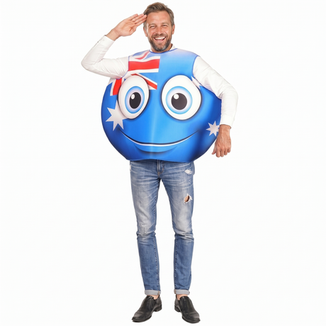 Adult Australian Smile Costume - Australia Day Tunic w/ Flag & Smiley Face