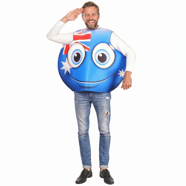 Adult Australian Smile Costume - Australia Day Tunic w/ Flag & Smiley Face