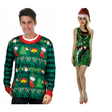 His & Hers Christmas Jumper & Elf Dress Couples Costume Set - Xmas Party
