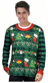 His & Hers Christmas Jumper & Elf Dress Couples Costume Set - Xmas Party