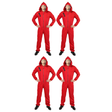 4x Adult Red Jumpsuit & Mask Group Costume Bulk Pack - Salvador Dali Heist/Robber
