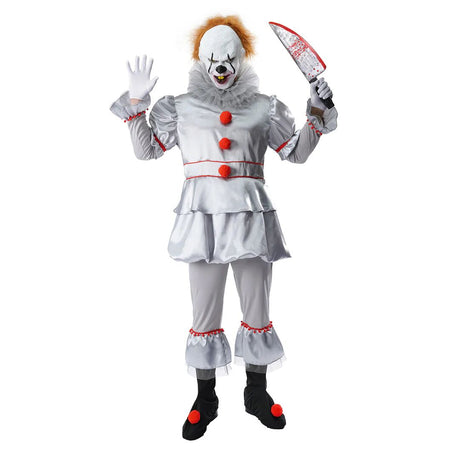 Mens Stephen Kings It Pennywise Evil Killer Clown Halloween Costume Party Outfit