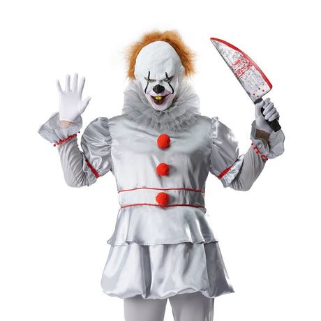 Mens Stephen Kings It Pennywise Evil Killer Clown Halloween Costume Party Outfit