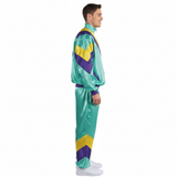 Adult 80s Shell Suit Tracksuit Costume - Aqua Retro Jacket & Pants (Halloween & Fancy Dress)