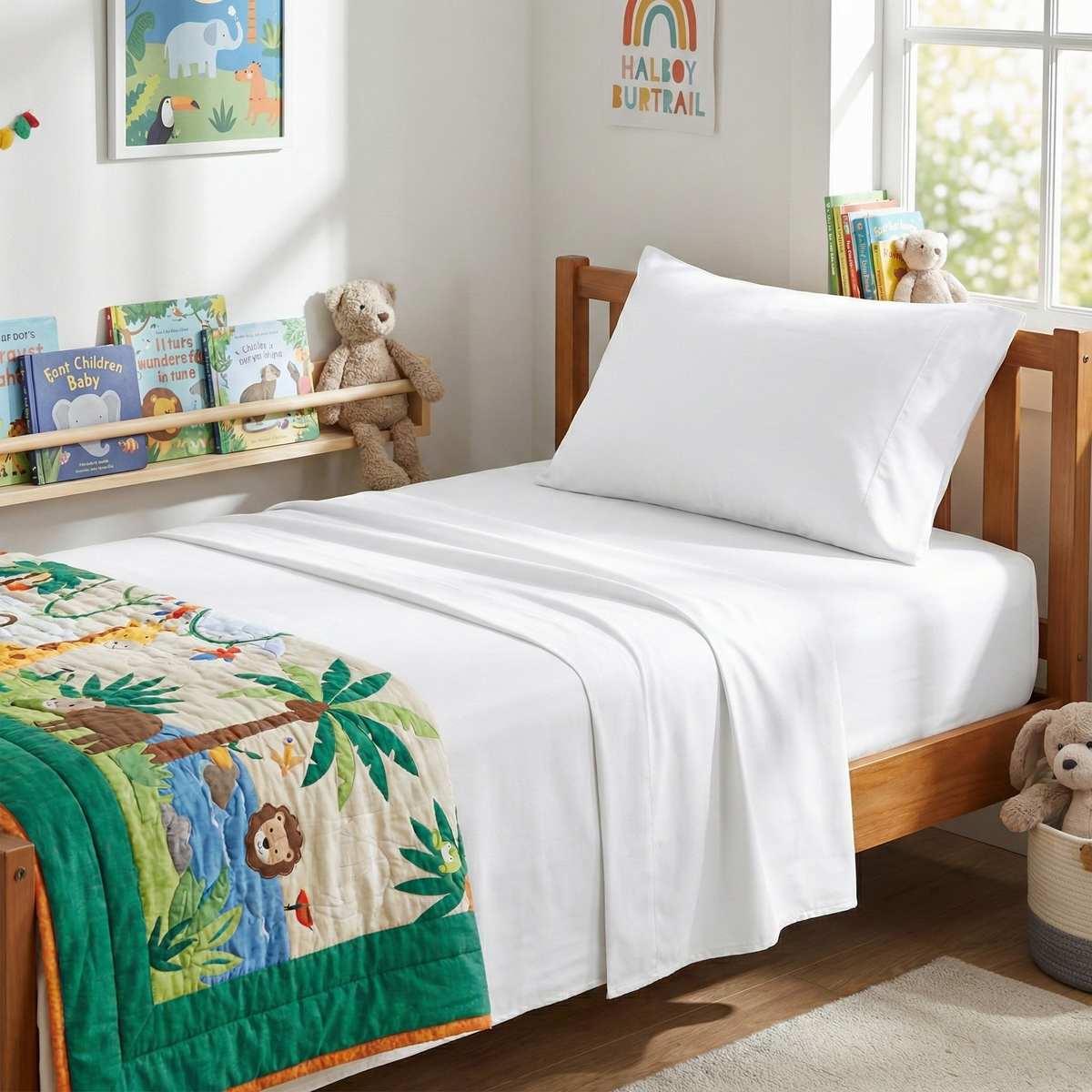 Park Avenue 500TC Natural Bamboo Cotton Bed Sheet Set - White (Anti-Wrinkle Satin Finish)