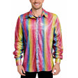 Mens Rainbow Metallic Disco Shirt - 70s Dance Costume (Fancy Dress Party)