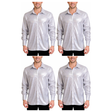 4x Mens Silver Metallic Disco Shirt Bulk Pack - 70s Dance Costume (Fancy Dress Party)