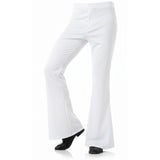 Mens 70s Retro Disco Flare Pants/Trousers - White (Dance Costume for Halloween & Fancy Dress Party)