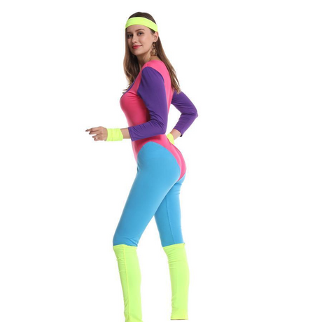 Adult 80s Aerobics Costume - Retro Gym Workout (Halloween & Fancy Dress)