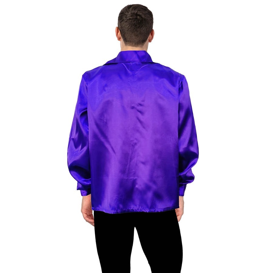 Mens Purple 70s Deluxe Disco Shirt Costume - Groovy Dancer Long Sleeve (Halloween & Fancy Dress)