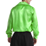 Mens Green 70s Deluxe Disco Shirt Costume - Groovy Dancer Long Sleeve (Halloween & Fancy Dress)