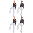 4x Mens 70s Retro Disco Flare Pants/Trousers Bulk Pack - White (Dance Costume for Halloween & Fancy Dress Party)