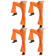 4x Mens 70s Retro Disco Flare Pants/Trousers Bulk Pack - Orange (Dance Costume for Halloween & Fancy Dress Party)