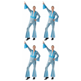 4x Mens 70s Disco Jumpsuit Costume Bulk Pack - 1970s Outfit (Group Costume for Halloween & Fancy Dress)
