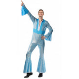 Mens Disco Jumpsuit Costume 1970s Fancy Dress Outfit Adult 70s