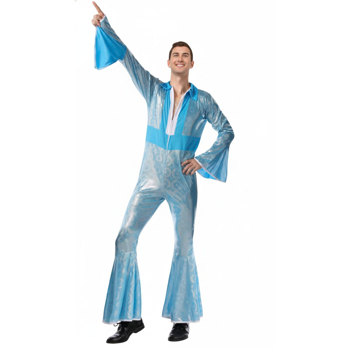 Mens Disco Jumpsuit Costume 1970s Fancy Dress Outfit Adult 70s