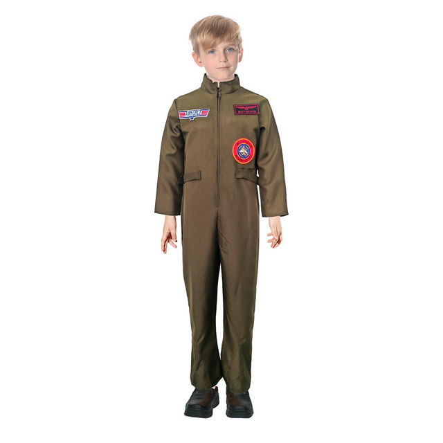 Kids Air Force Fighter Pilot Costume - Top Gun Army Outfit - Brown