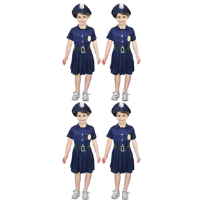 4x Girls Police Cop Officer Costume Bulk Pack - Kids Book Week & Halloween Fancy Dress)