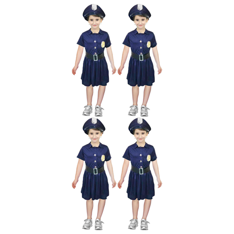 4x Girls Police Officer Costume Bulk Pack - Cop (Kids Book Week & Halloween Fancy Dress)