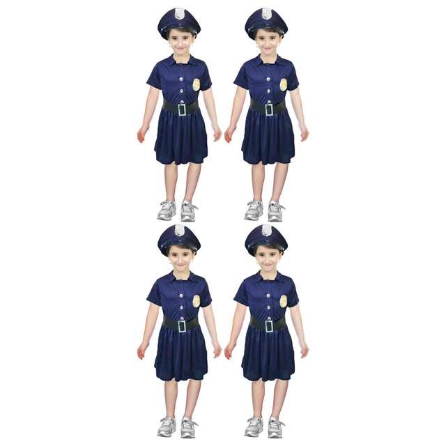 4x Girls Police Cop Officer Costume Bulk Pack - Kids Book Week & Halloween Fancy Dress)