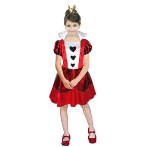 Girls Red Queen of Hearts Costume - Kids Book Week & Halloween Fancy Dress)