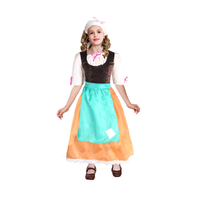 Girls Olden Day Maid Costume - Dress & Headpiece (Kids Book Week & Halloween Fancy Dress)