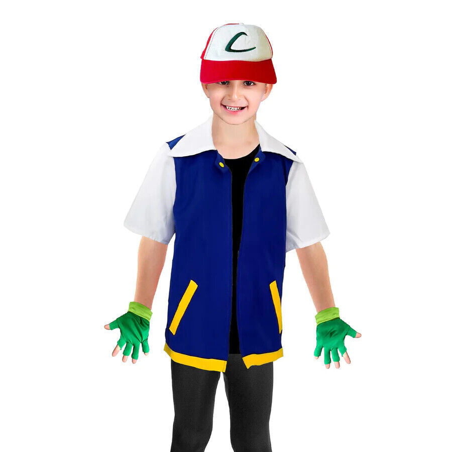 Monster Trainer Ash Ketchum Pokemon Book Week Boys Costume