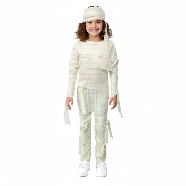 Kids Egyptian Mummy Halloween Costume For Girls Boys Book Week Child Fancy Dress - 10-12 Years Old